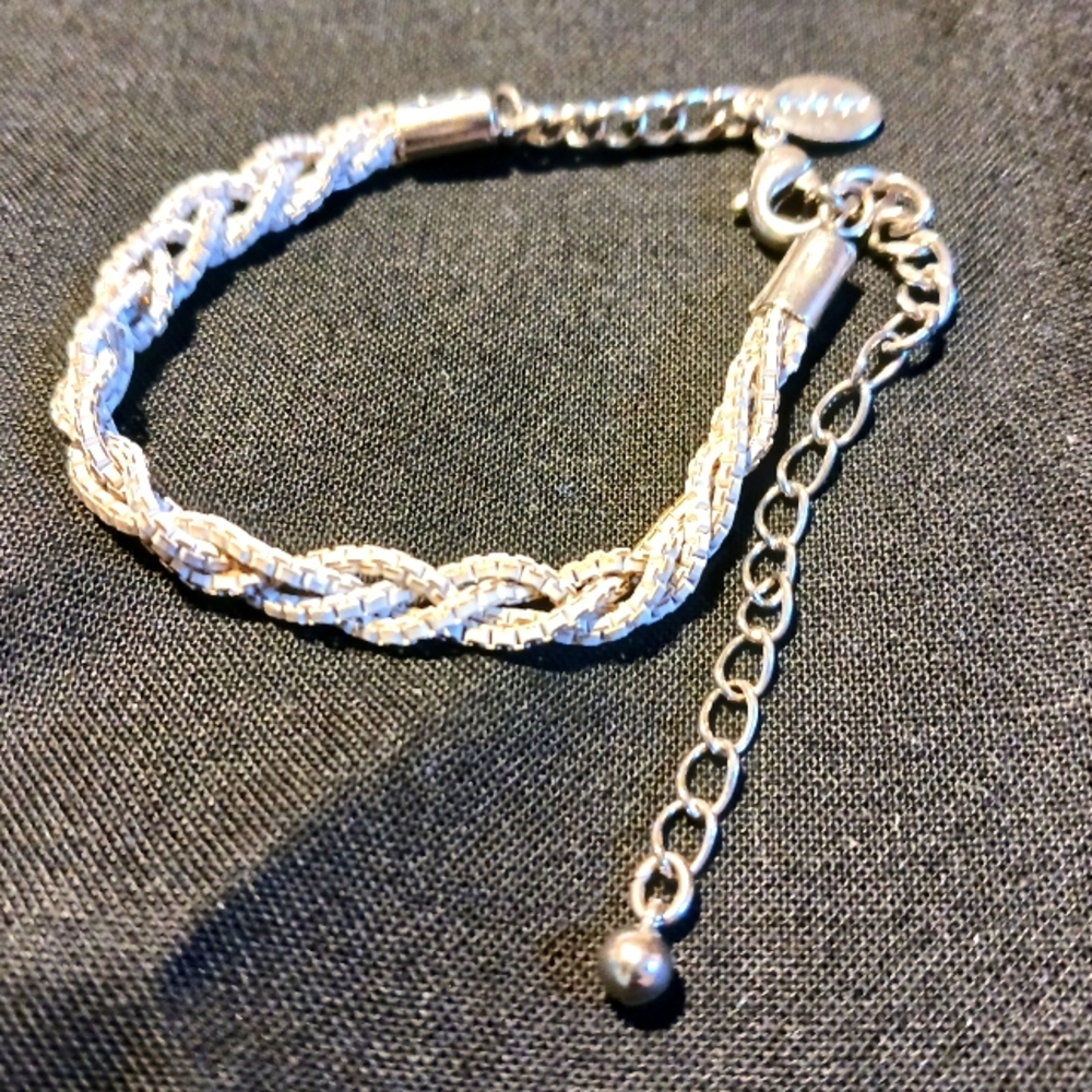 American Eagle White Box Chain Braided Bracelet